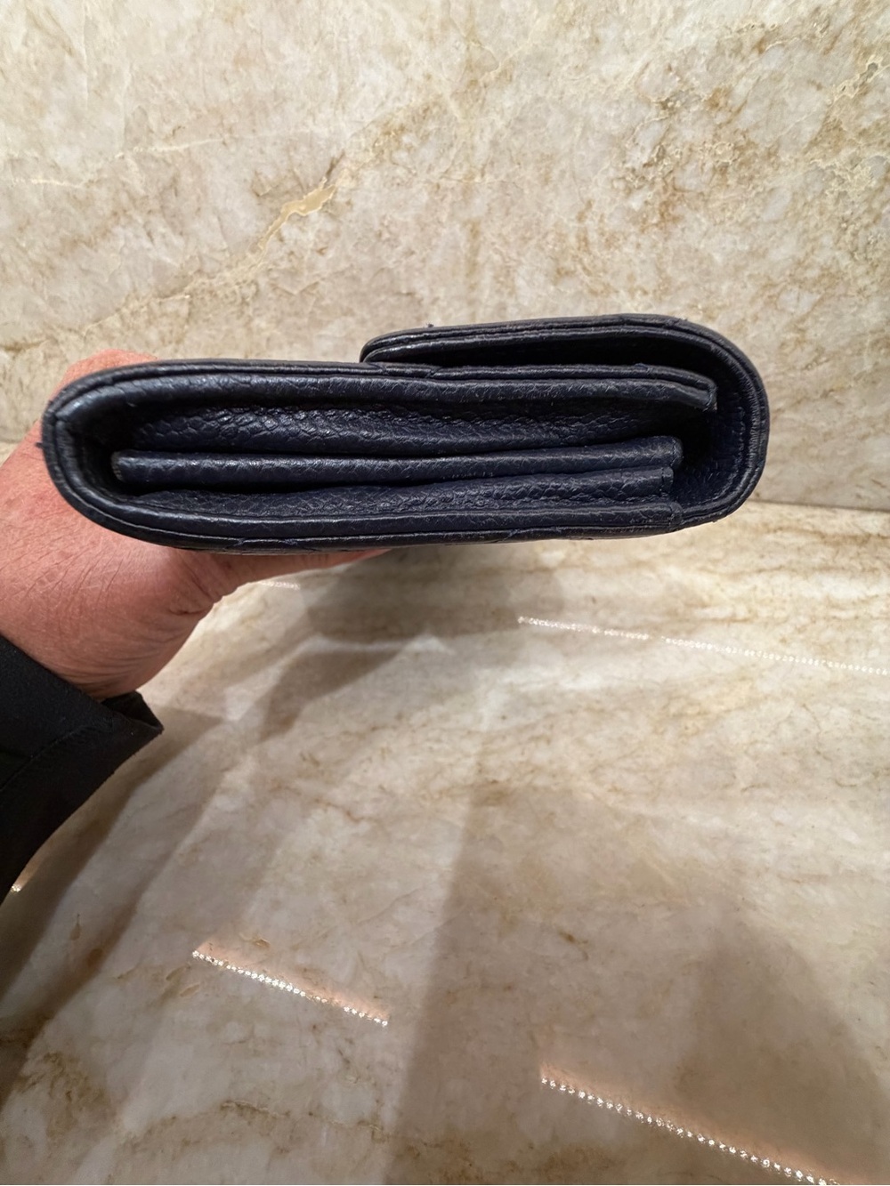 CHANEL Navy Quilted Caviar Leather Clutch with Silver Cc - Picture 6 of 11